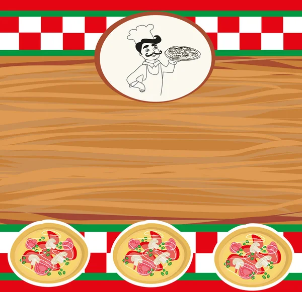 带披萨的厨师.带空白处的抽象卡片 — 图库矢量图片