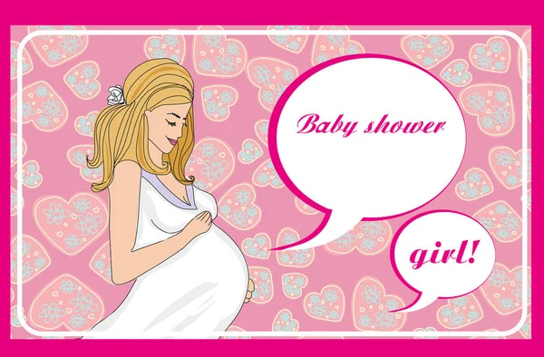 Bebé ducha invitación es una chica — Vector de stock