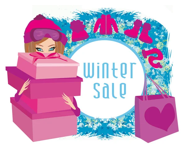 Venta de invierno en tarjeta abstracta — Vector de stock