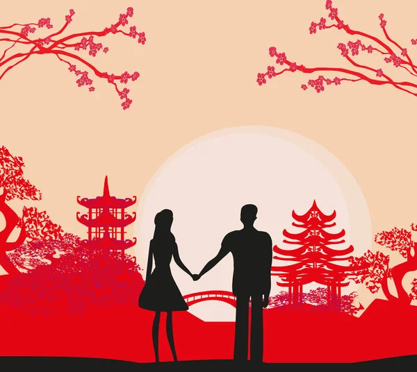 Verliebtes Paar in China — Stockvektor