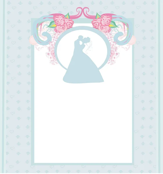 Elegante tarjeta de invitación de boda con pareja de besos — Vector de stock