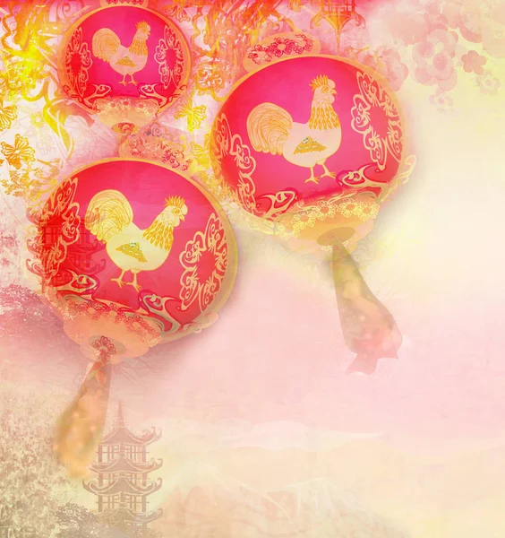 Rok kohoutího designu pro čínskou novoroční oslavu — Stock fotografie