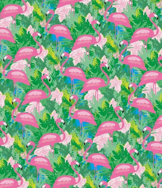 Motif d'oiseau de flamant rose sans couture — Image vectorielle