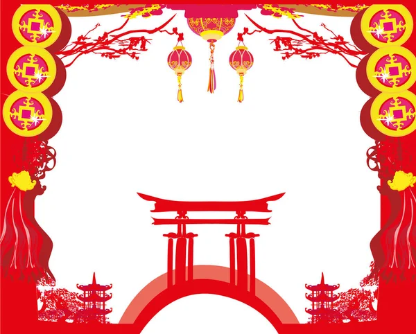 Фестиваль середины осени для китайской новогодней открытки — стоковый вектор