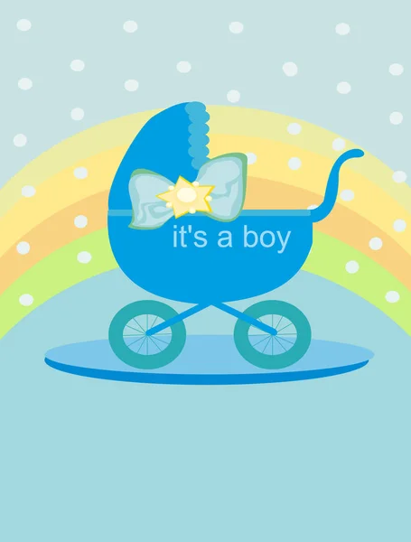 Cartão de bebê - É um menino — Vetor de Stock