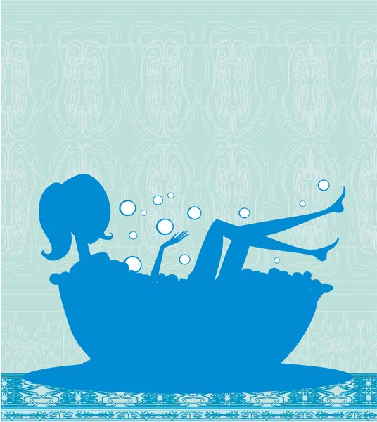 Девушка расслабляется в ванной — стоковый вектор