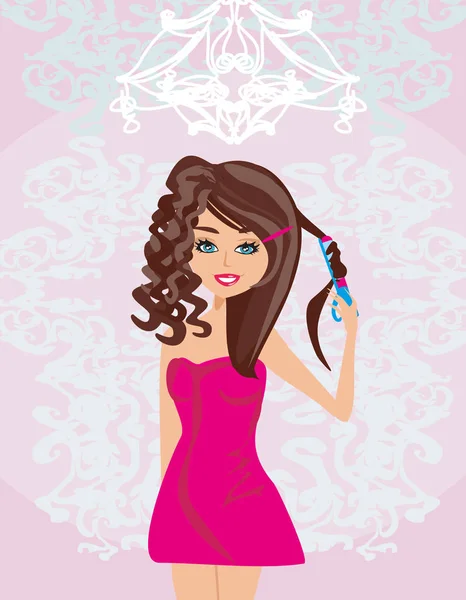 Using styler young girl — Stock Vector