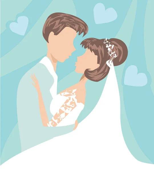 Svatební pár na kartě — Stockový vektor