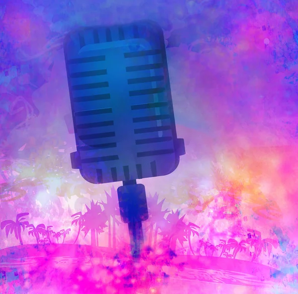 Banner mit Mikrofon für Karaoke-Partys — Stockfoto