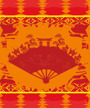 Güzel Japonya soyut eski binalar aralığı - kartı