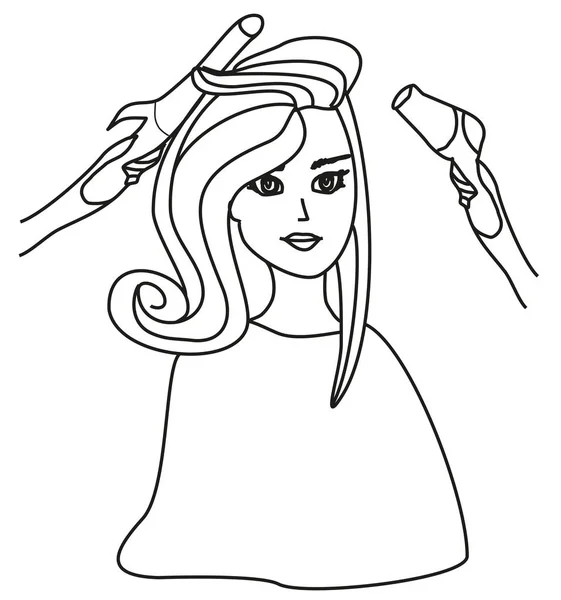 Mooie vrouw in kapsalon - doodle Illustratie — Stockvector