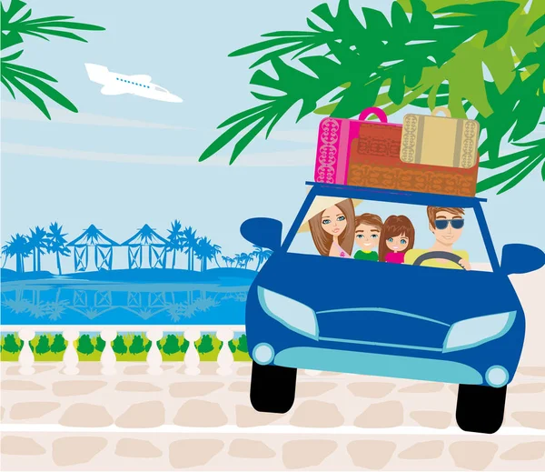 Family travel in a car — Stock Vector
