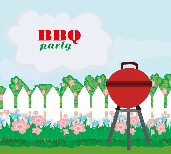 Illustration of backyard barbecue — Stock Vector