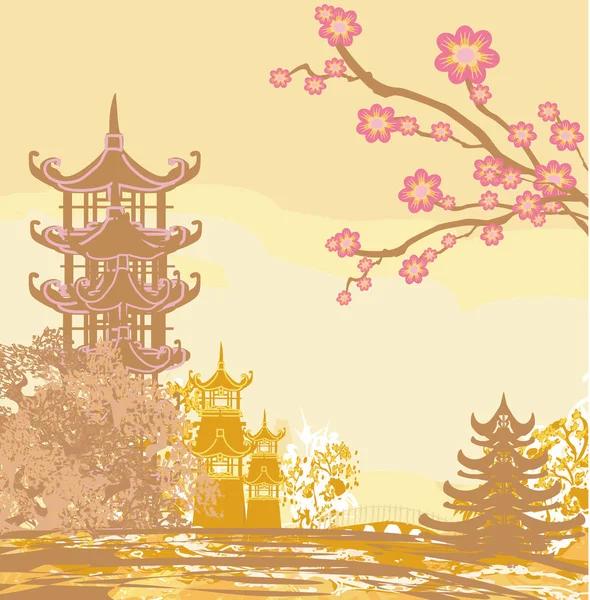 Asian beautiful landscape card — Stock Vector