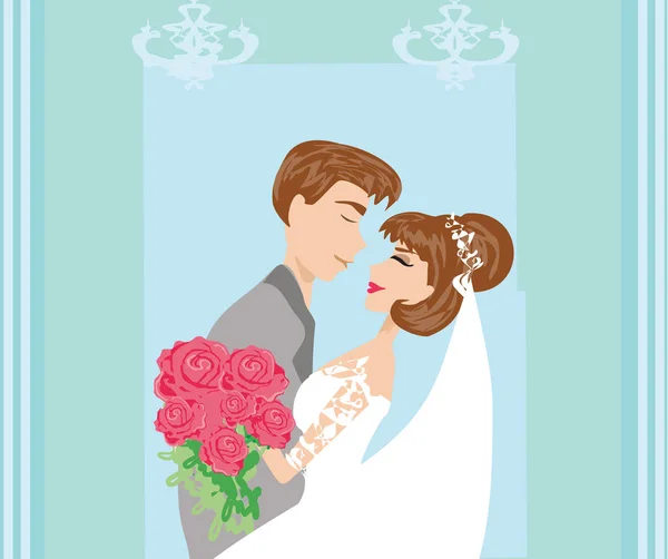 Romantische bruiloft paar kaart — Stockvector