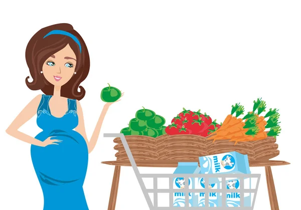 Pregnant woman on a diet — Stock Vector
