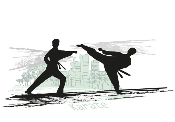 Illustrazione astratta creativa di combattenti di karate — Vettoriale Stock