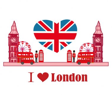 Londra simgelerle kartı 