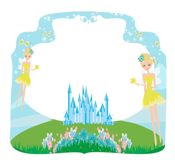 Fairytale frame met kleine feeën — Stockvector