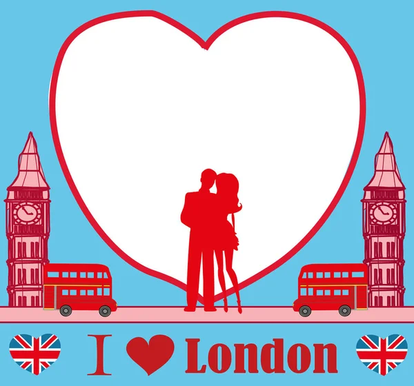 Romantic couple in London card — Stock Vector