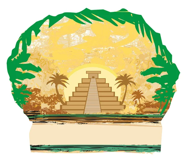 Pyramide Maya, Chichen-Itza, Mexique - arrière-plan abstrait grunge — Image vectorielle
