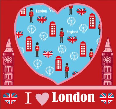 Londra yerlerinden sembolleri kartı