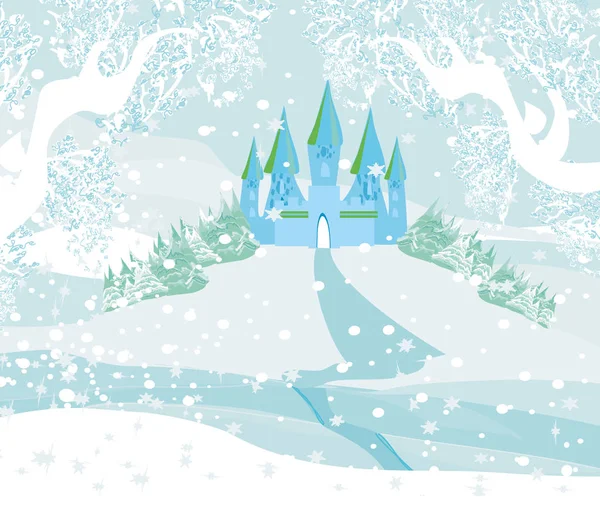 Paysage d'hiver avec château — Image vectorielle
