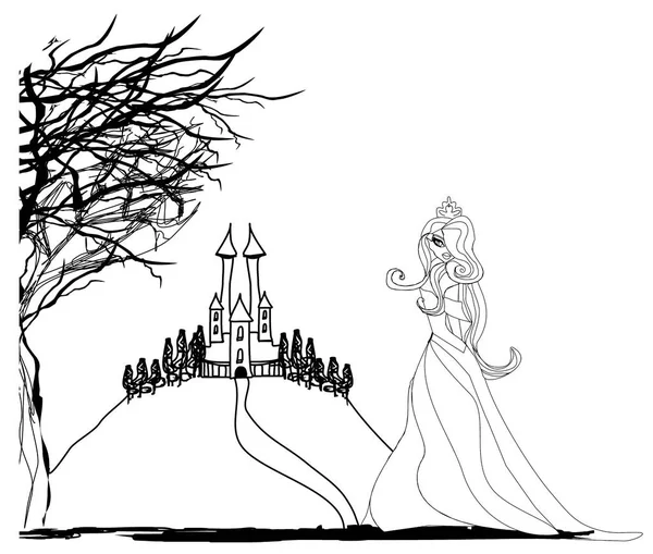 Sorcière d'Halloween - Illustration doodle — Image vectorielle