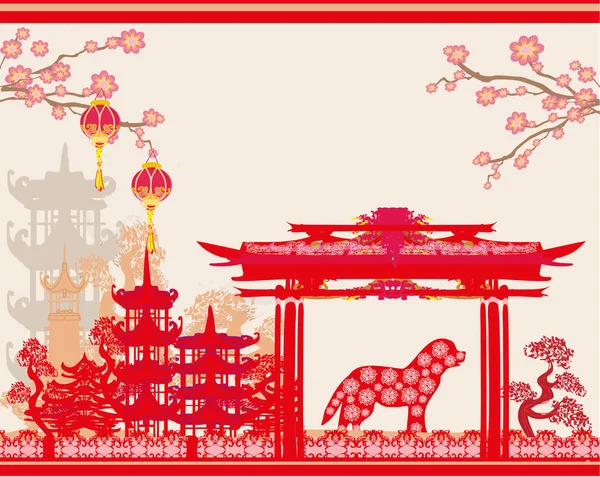 El zodíaco chino el año del perro — Vector de stock