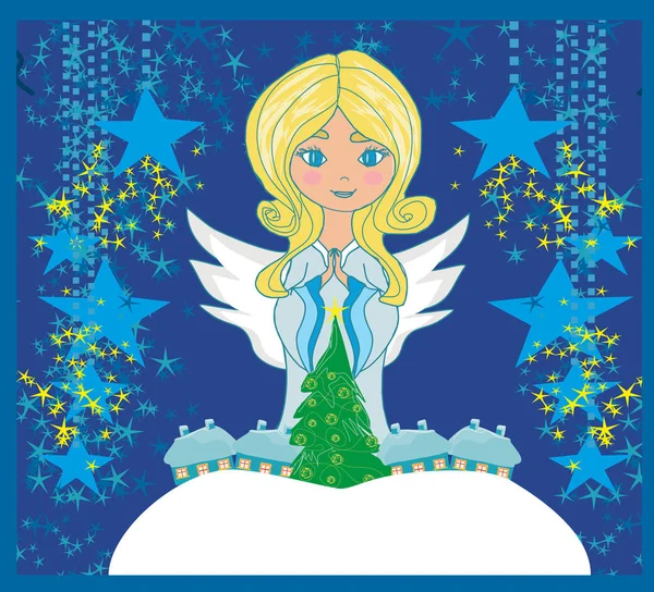 Cartão de Natal abstrato com anjo — Vetor de Stock