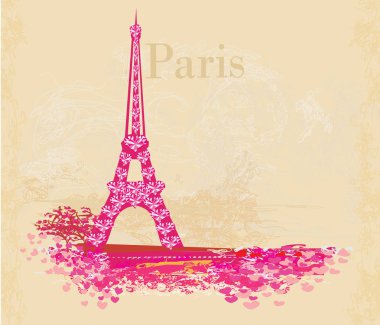 Vintage retro Eyfel Kulesi soyut kartı 