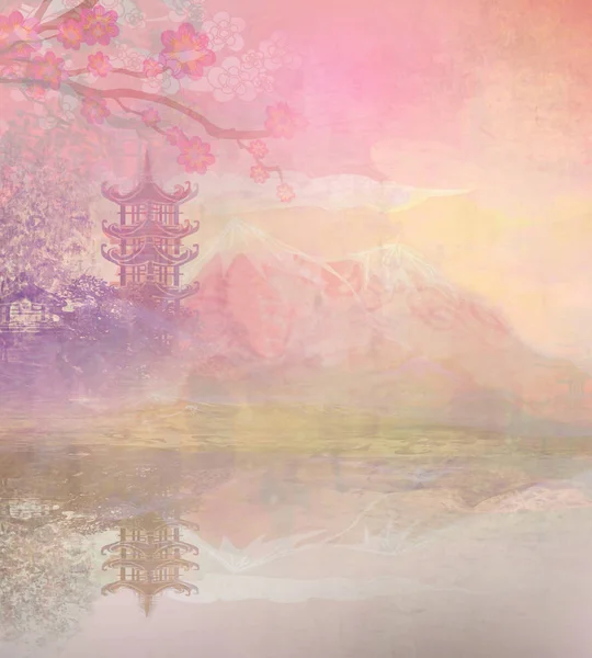 抽象的亚洲寺风景 — 图库照片