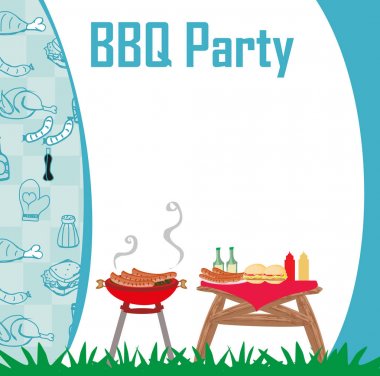 Barbekü Partisi menü kartı Davetiyesi 