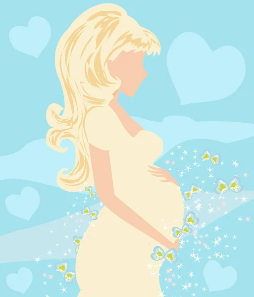 Güzel hamile kız kartı — Stok Vektör