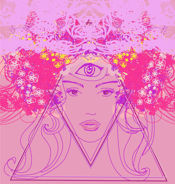 Woman with third eye, psychic supernatural senses