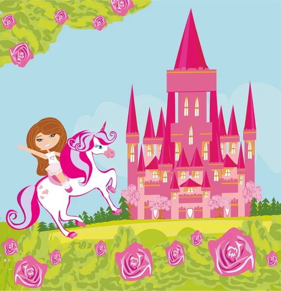 Girl on the unicorn — Stock Vector