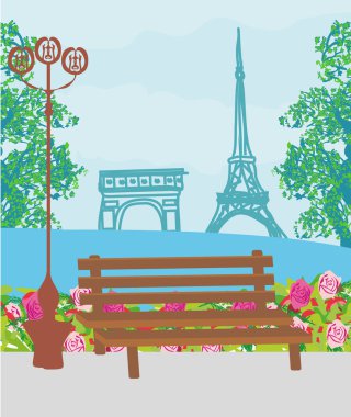 Retro manzara Paris kartı