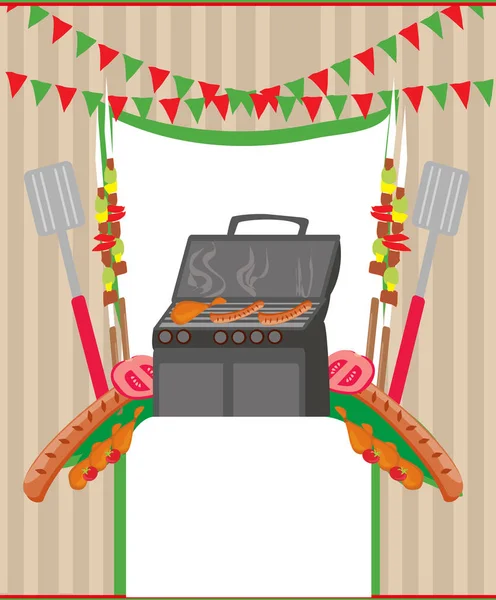 Barbacoa Tarjeta de menú Fiesta Invitación — Archivo Imágenes Vectoriales