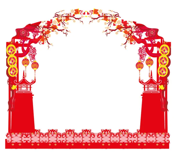Φεστιβάλ μέσα του φθινοπώρου για το κινεζικό νέο έτος - πλαίσιο — Διανυσματικό Αρχείο