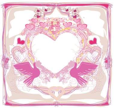 Aşk kuşlarıyla romantik bir kart. 