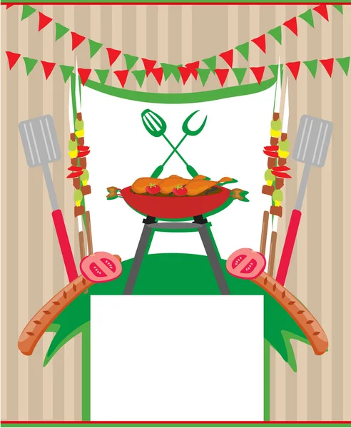 Barbacoa Tarjeta de menú Fiesta Invitación — Archivo Imágenes Vectoriales