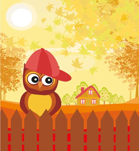 Hibou le jour d'automne — Image vectorielle