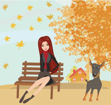 sonbahar günü bankta oturan kız