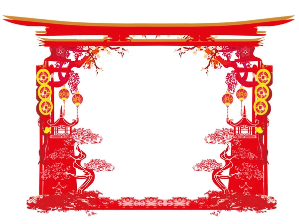 Fête de la mi-automne pour le Nouvel An chinois - cadre — Image vectorielle