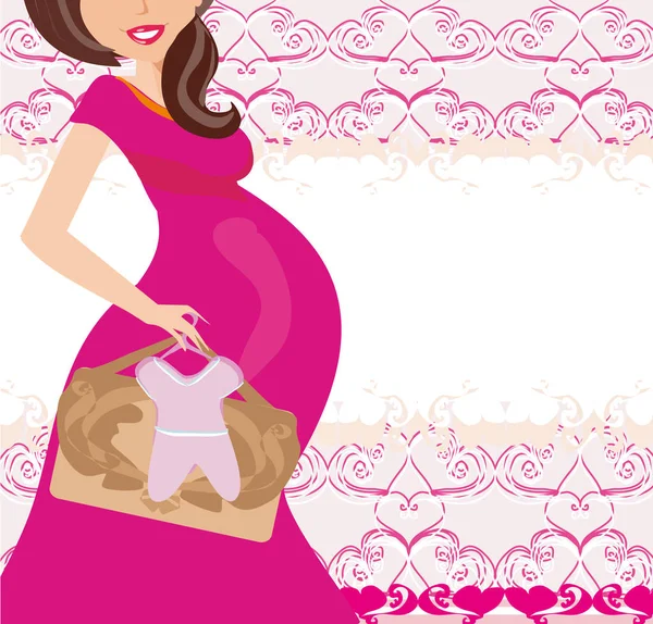 It's A Girl! - pregnant woman card — Stock Vector