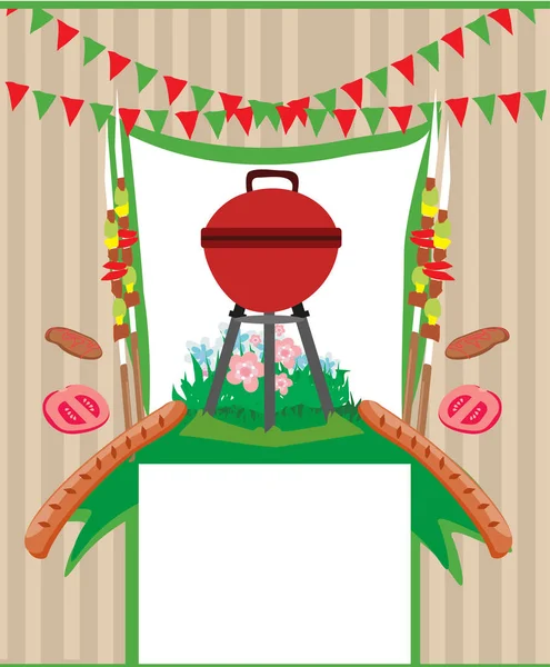 Barbecue Party menukaart Uitnodiging — Stockvector