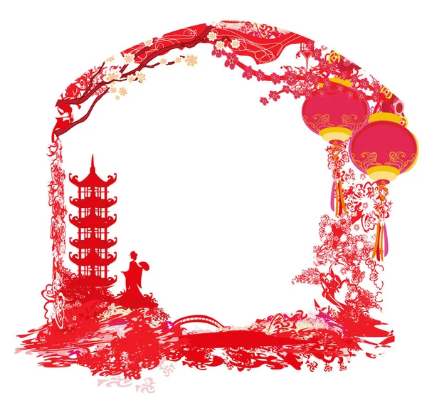 Mid-Autumn Festival för kinesiska nyår - ram — Stock vektor