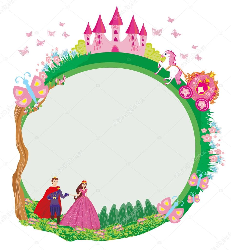 Princess with prince and the carriage - frame
