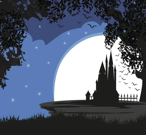 Magic Fairy Tale Princess Castle in the night — Stock Vector