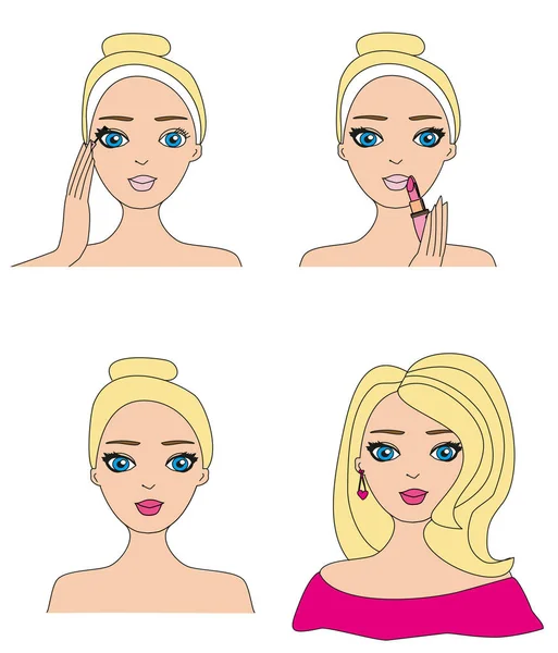 Make-up girl set isolated — Stock Vector